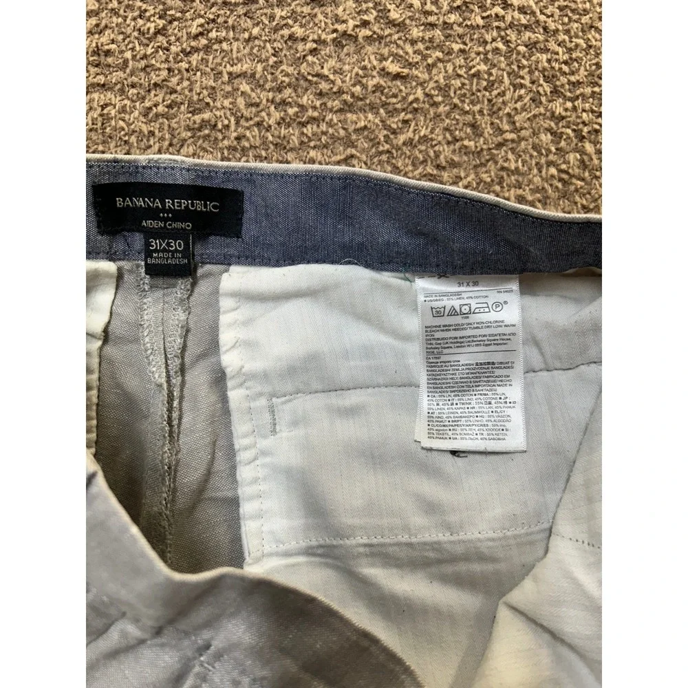 Banana Republic Aiden Chino Mens 31x30 Light Blue Linen Cotton Blend Pants
